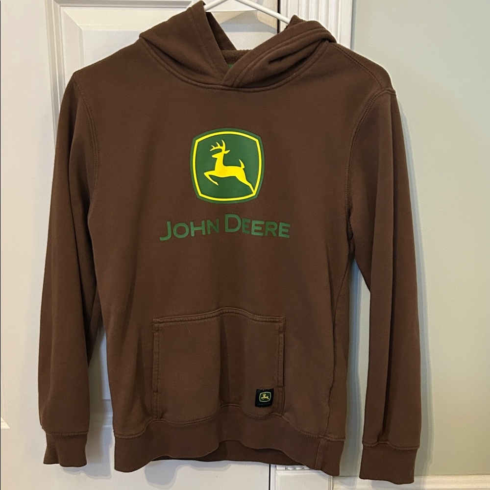 John Deere Brown Hoodie with Green Logo boys medium